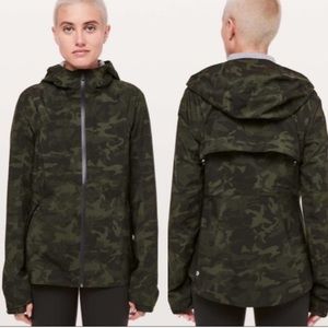 Lululemon Athletica Jacket Lululemon Green Camo The Rain Is Calling Zip Up